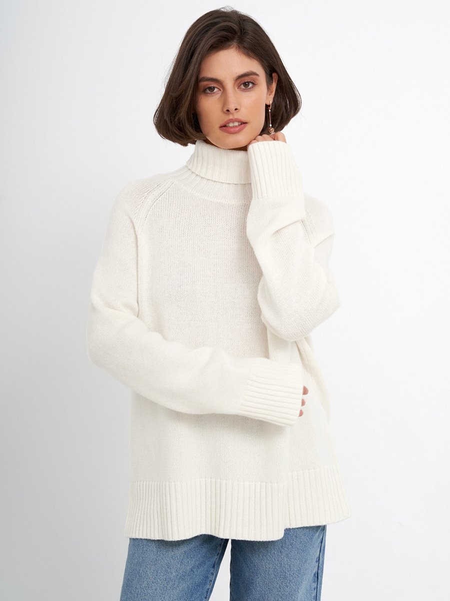 Elegant Commuter's All-matching Solid Color Raglan Sleeve Sweater For Women - Image 10