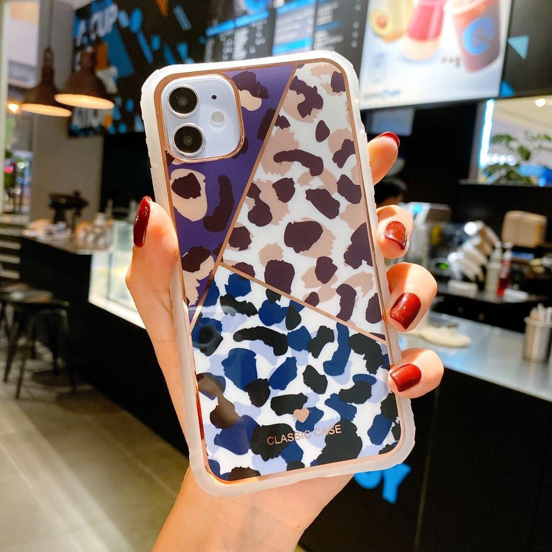 Electroplating love leopard print small waist protective cover phone case - Image 6