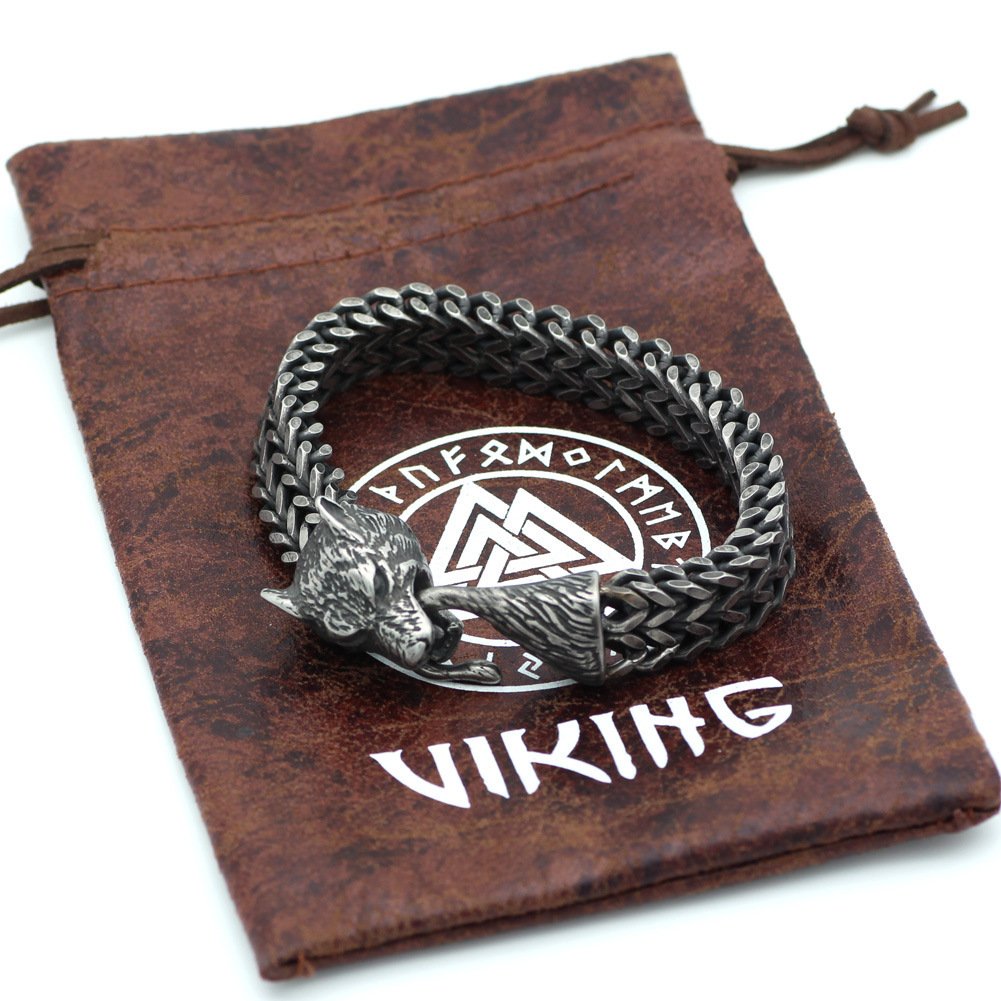 Bracelet Men Stainless Steel Vintage Black Wolf Head Cuban Chain Hand Wristband Male Fashion Jewelry Wholesale Accessories Gifts - Image 5