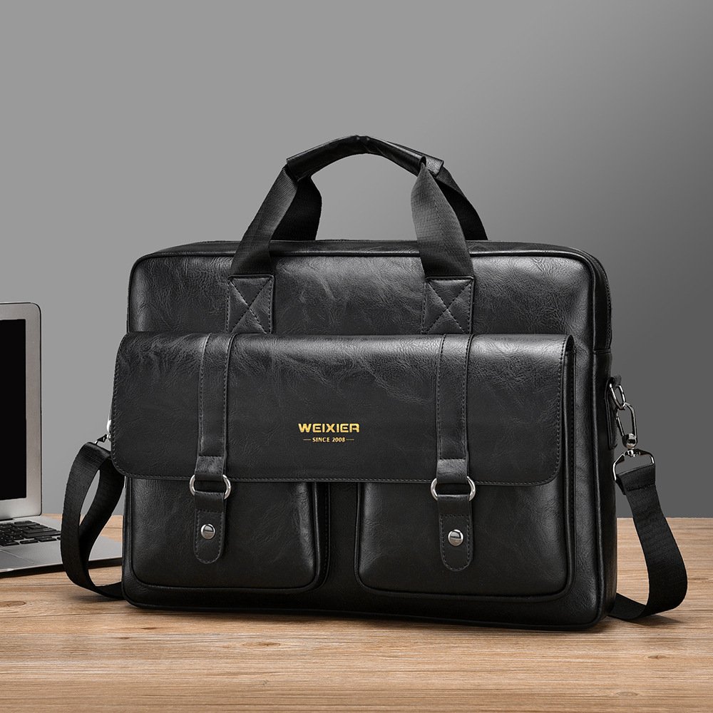 Mens Business Large-Capacity ShoulderCrossbody Simple Briefcase - Image 7