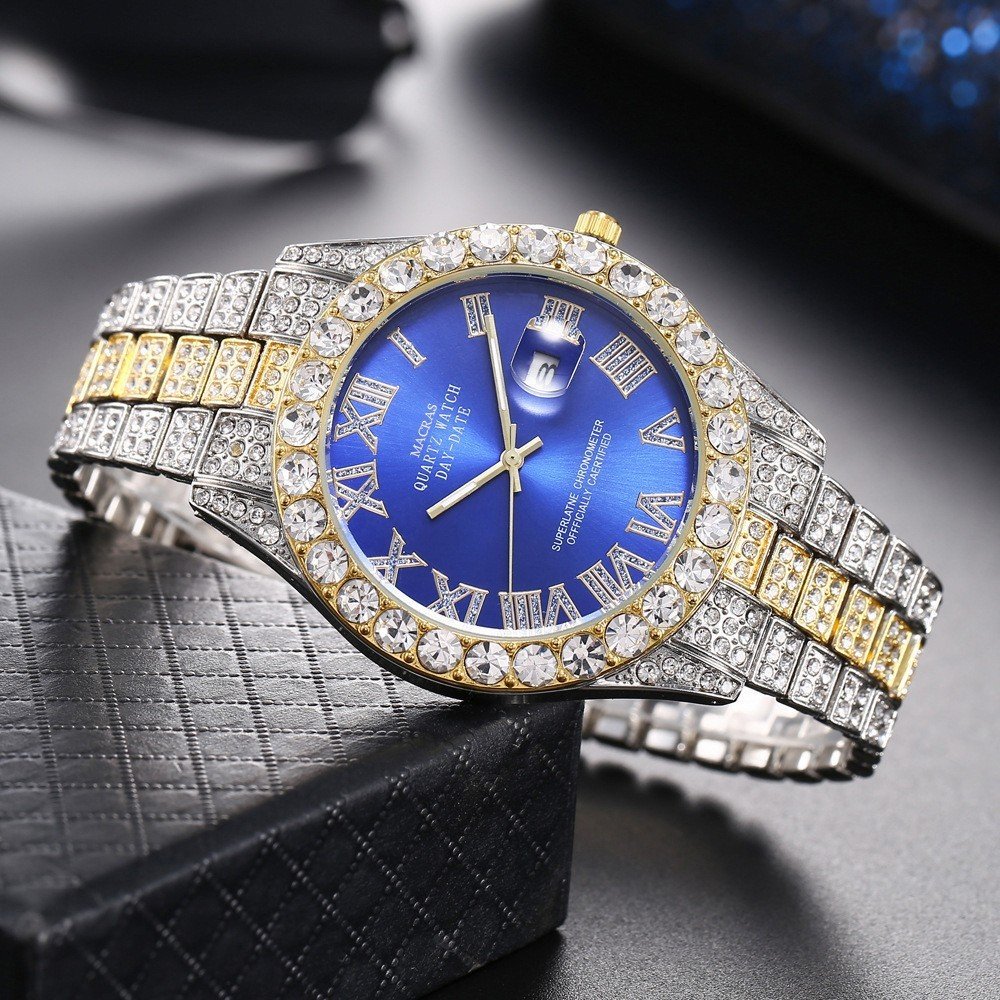 Roman Numeral Dial Steel Band Quartz Watch