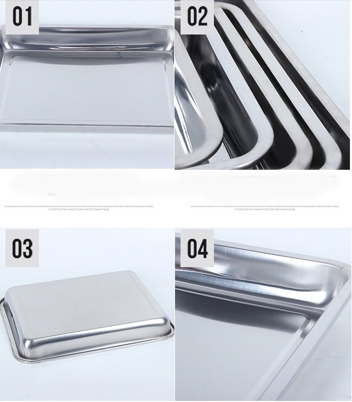 Stainless Steel Storage Trays Square Plate Thickening Pans Rectangular Tray Barbecue Deep Rice Dishes Bbq Kitchen Accessories - Image 2