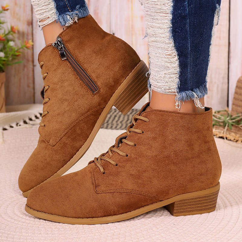 Womens Suede Short Slim-Fit Boots - Image 7