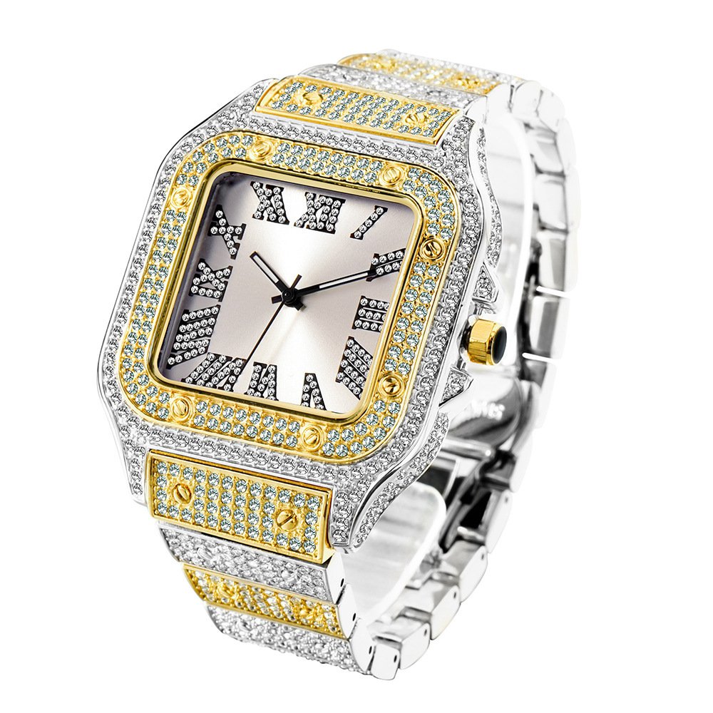 Fashion Hip Hop Diamond Full Diamond Square Men's Watch - Image 5