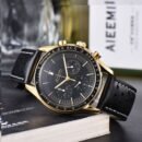 Business Mens 6-Hand Leather-Band Multi-Function Quartz Watch