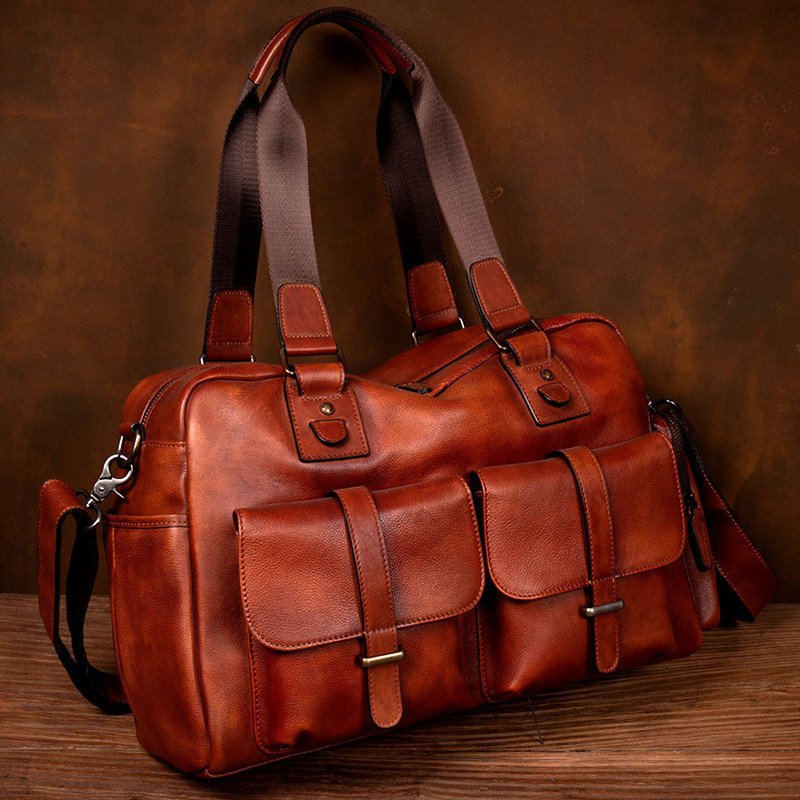Full-grain Leather Vintage Tote Bag With Large Capacity - Image 4