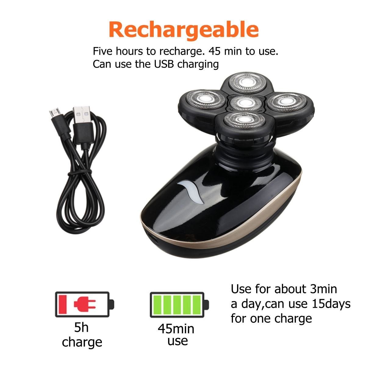 5 In 1 4D Rechargeable Bald Head Electric Shaver - Image 4