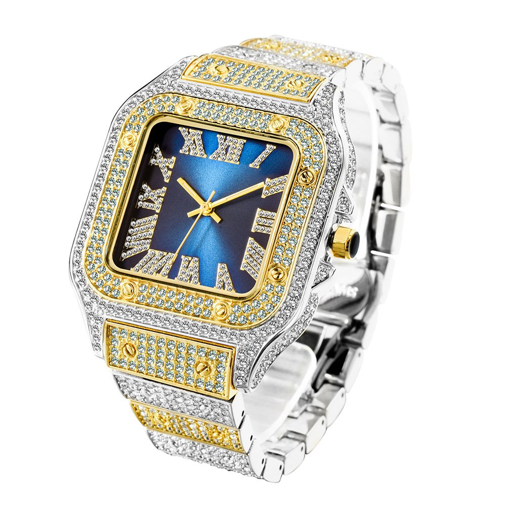 Fashion Hip Hop Diamond Full Diamond Square Men's Watch - Image 3