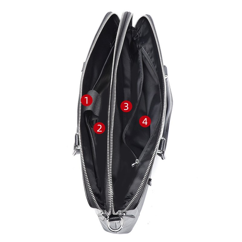 Double Zipper Compartment Briefcase For Men - Image 4