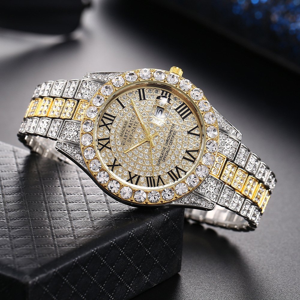 Roman Numeral Dial Steel Band Quartz Watch - Image 2