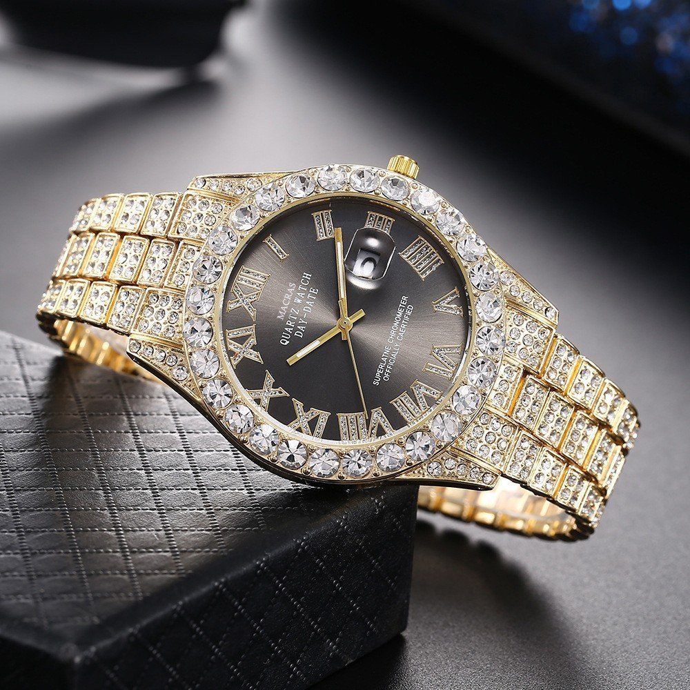 Roman Numeral Dial Steel Band Quartz Watch - Image 3