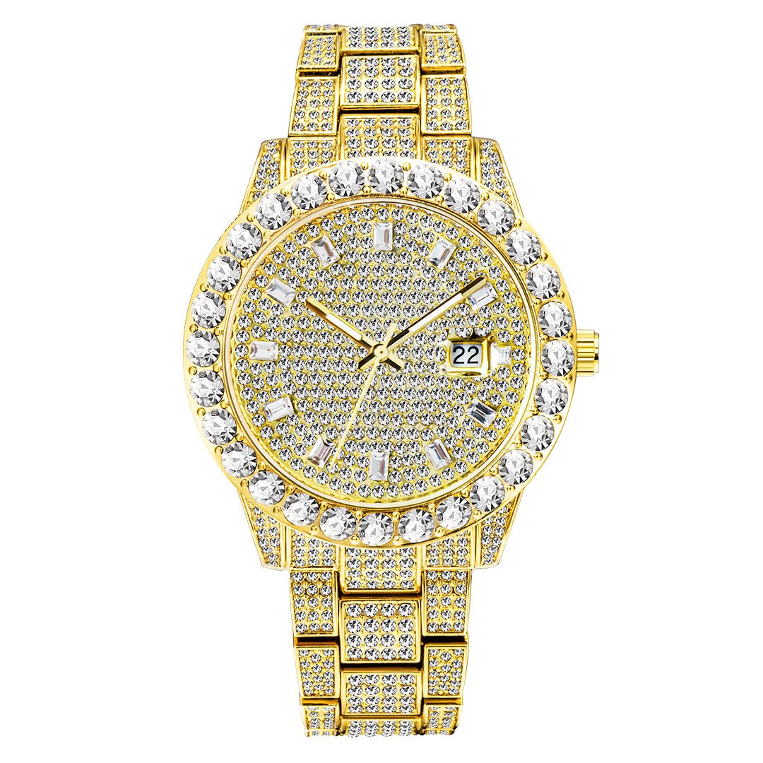 Fashionable Large Dial Full Diamond Watch - Image 5