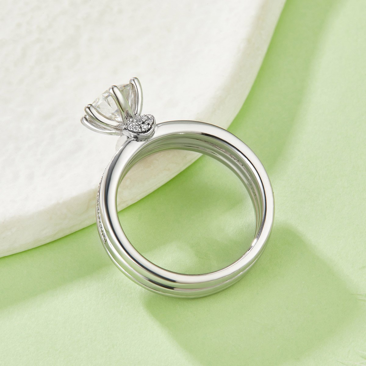 S925 Sterling Silver 1ct D Color VVS1 Moissanite Ring Set 6.5mm Stone Platinum Plated GRA Certified US Size 5-9 Gift Box - Image 2