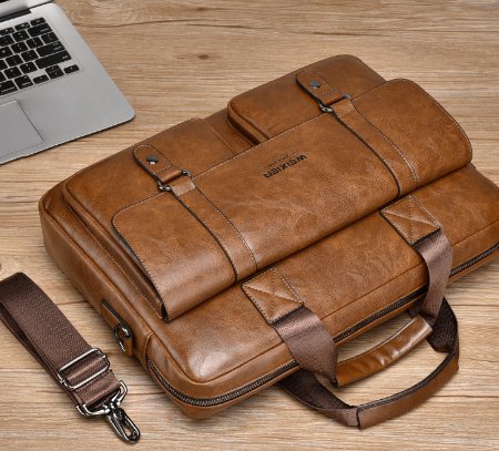 Mens Business Large-Capacity ShoulderCrossbody Simple Briefcase - Image 4