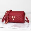 Elegant And Versatile Red V-clasp Shoulder Bag