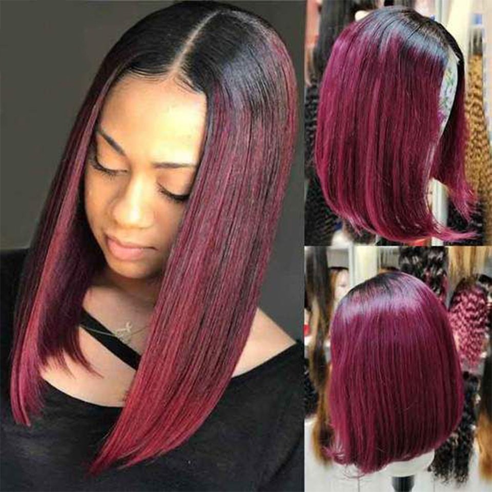 Short Straight 1B-99J Colored Bob Human Hair Wig - Image 3