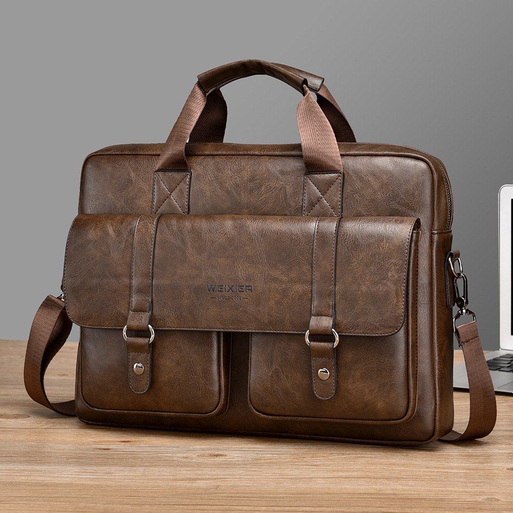 Mens Business Large-Capacity ShoulderCrossbody Simple Briefcase - Image 8