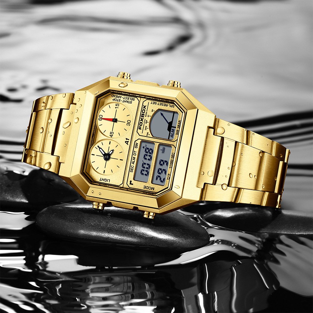 Dual Display Multifunctional Waterproof Alarm Clock Luminous Sports Chronographe Watch - Image 3