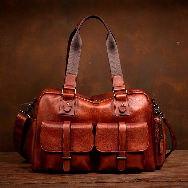 Full-grain Leather Vintage Tote Bag With Large Capacity - Image 6