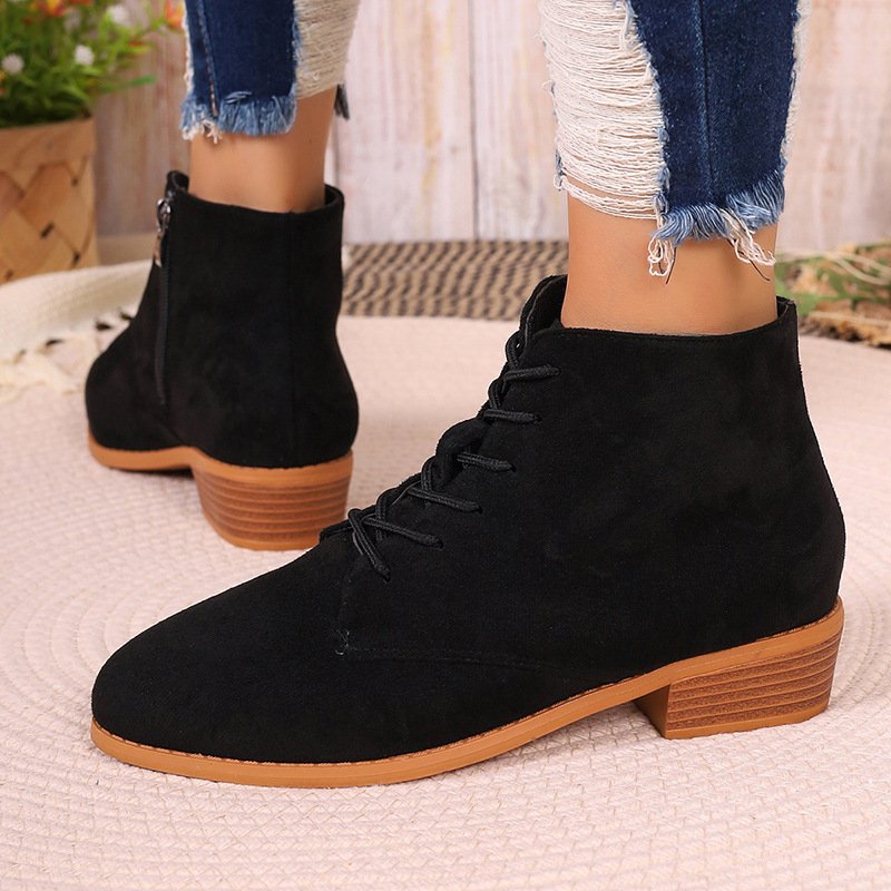 Womens Suede Short Slim-Fit Boots - Image 6