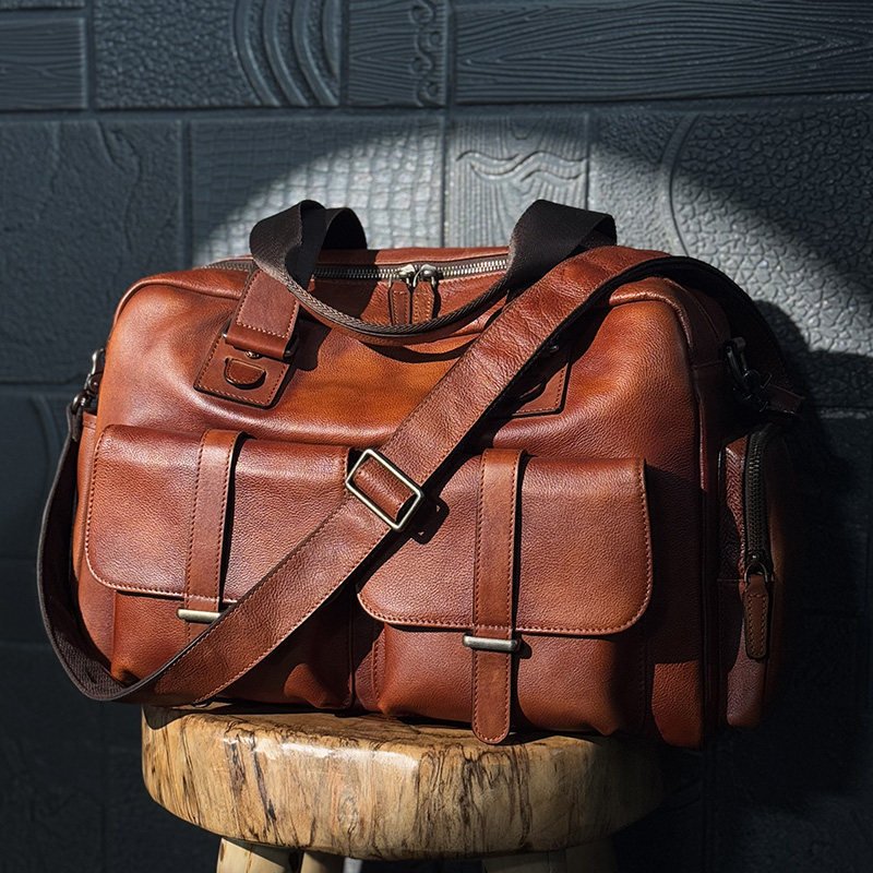 Full-grain Leather Vintage Tote Bag With Large Capacity - Image 5