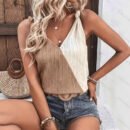 V-neck Solid-color Womens Vest Sleeveless Camisole Top