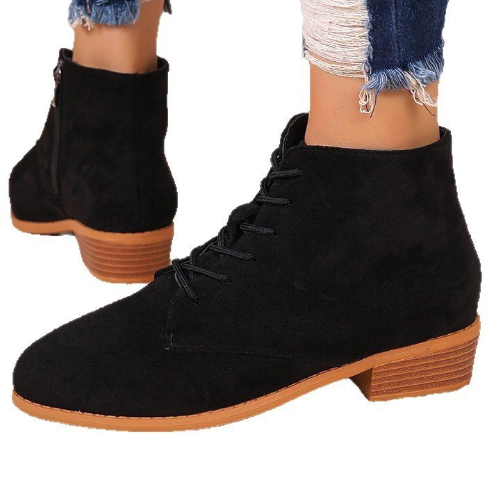 Womens Suede Short Slim-Fit Boots - Image 5