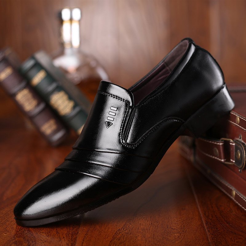Mens Formal Business Leather Shoes Pointed Toe Slip-on Style - Image 3