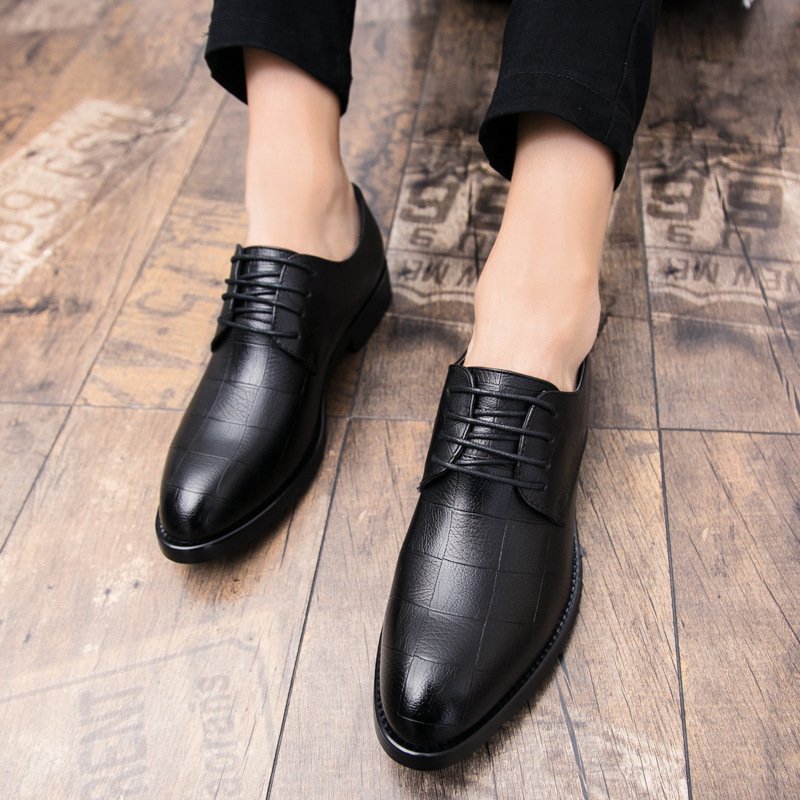 Mens Leather Korean-style Trendy Lace-up Casual Footwear British Business Formal And Leisure Shoes - Image 6