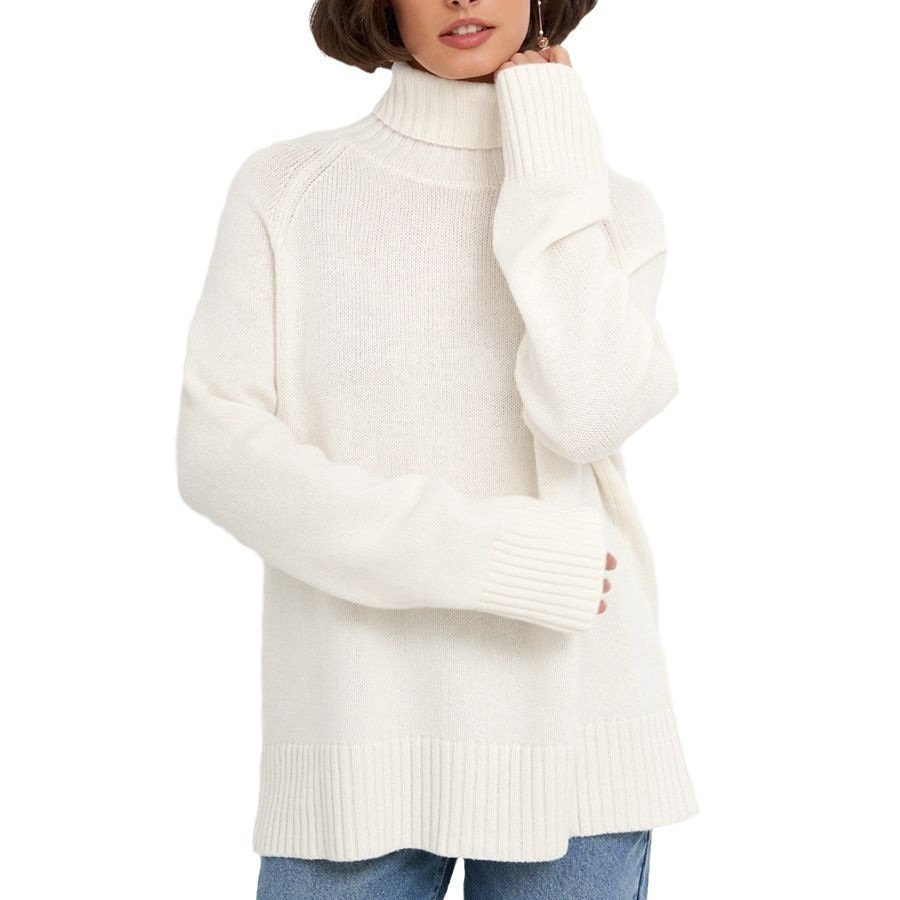 Elegant Commuter's All-matching Solid Color Raglan Sleeve Sweater For Women - Image 5
