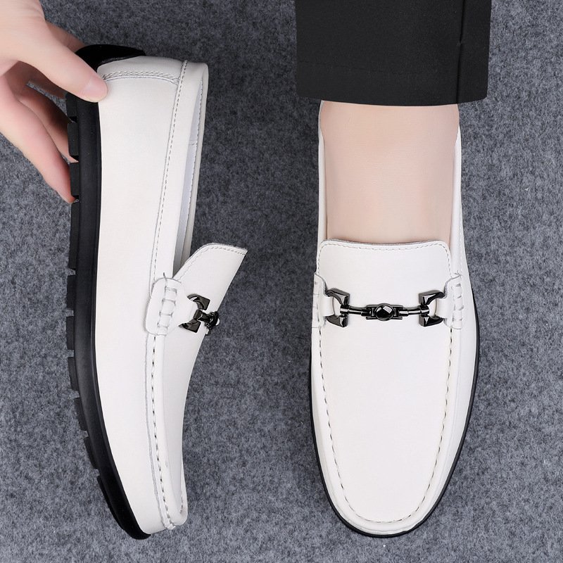 Mens Cowhide Soft-soled Casual Loafers