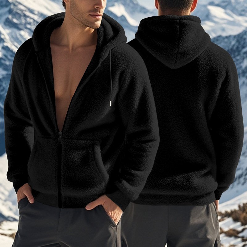 Men's Thickened Warm Double-sided Fleece Jacket Zipper - Image 3