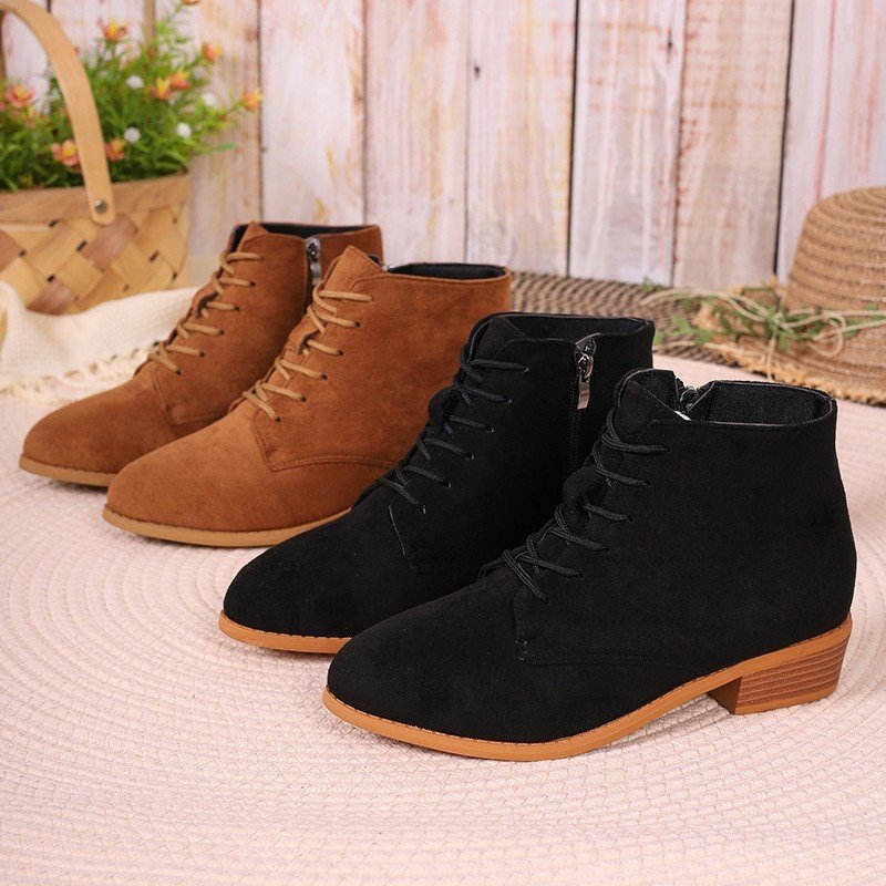 Womens Suede Short Slim-Fit Boots - Image 4