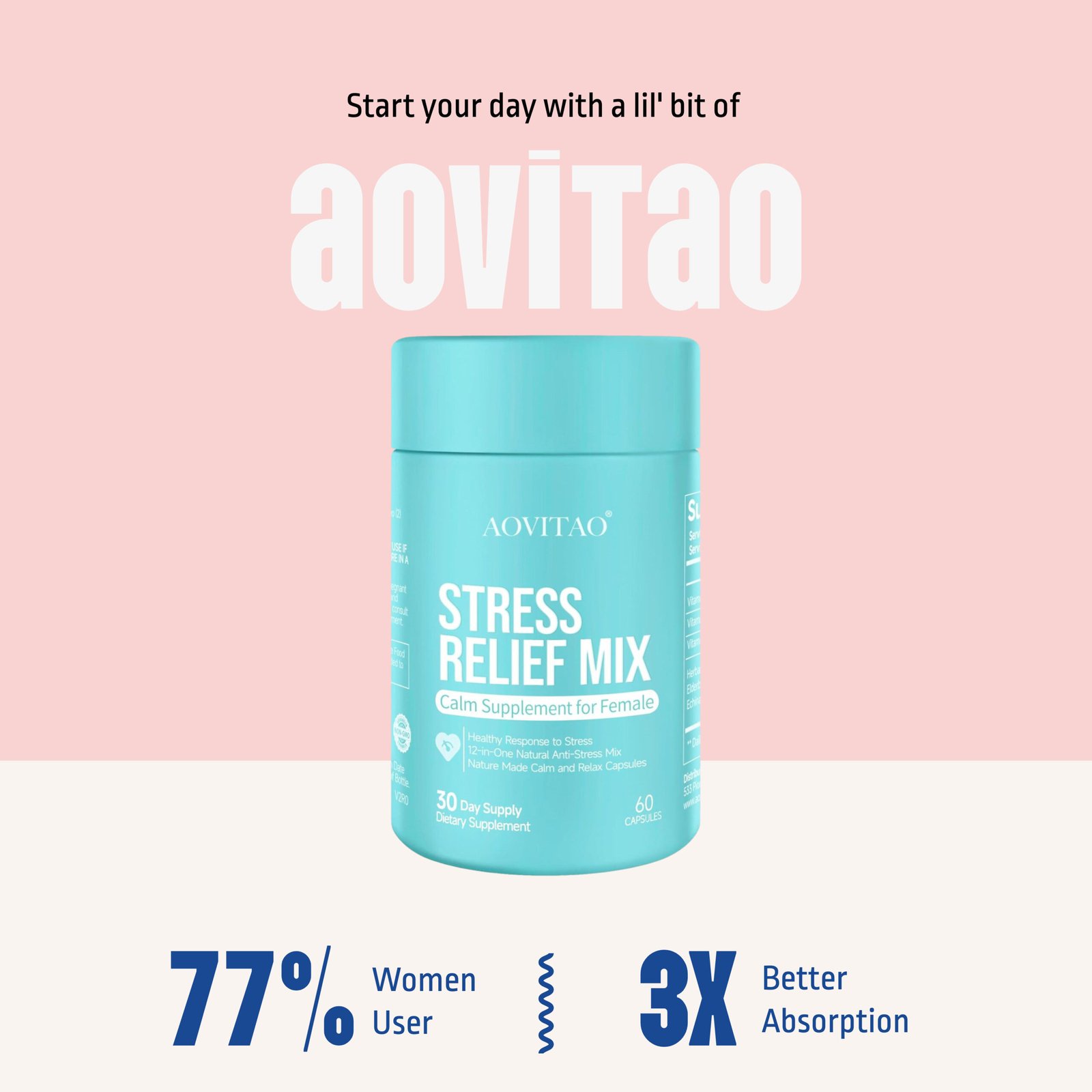 Ashwagandha For Women Supplement With L-Theanine Magnesium, Stress Relief, Focus And Relaxation Support Anxiery Pill - Image 3