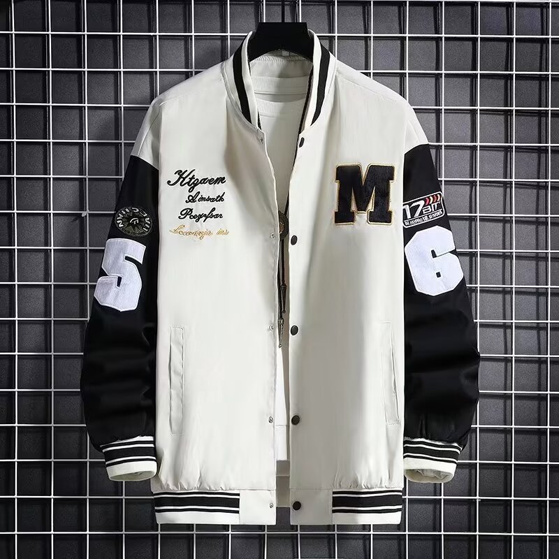 Men's Baseball Jacket Fashion Casual Letter Number Print Button-down Tops Streetwear Clothing - Image 6