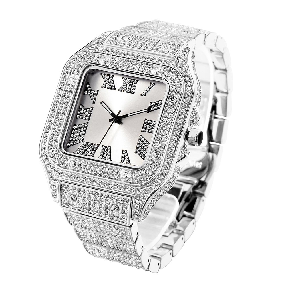 Fashion Hip Hop Diamond Full Diamond Square Men's Watch - Image 8