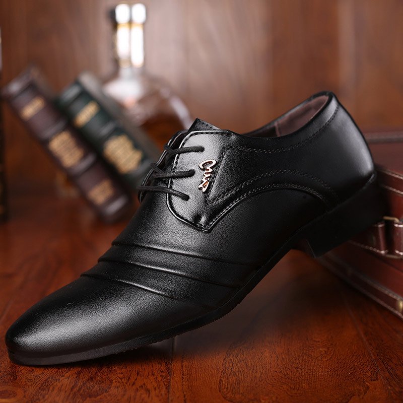 Mens Formal Business Leather Shoes Pointed Toe Slip-on Style - Image 2