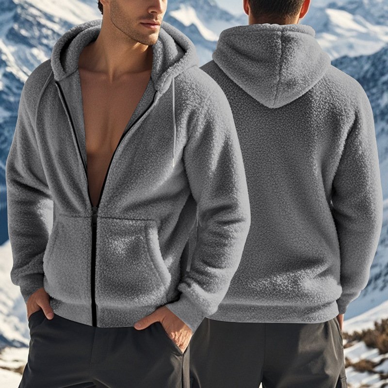 Men's Thickened Warm Double-sided Fleece Jacket Zipper - Image 2