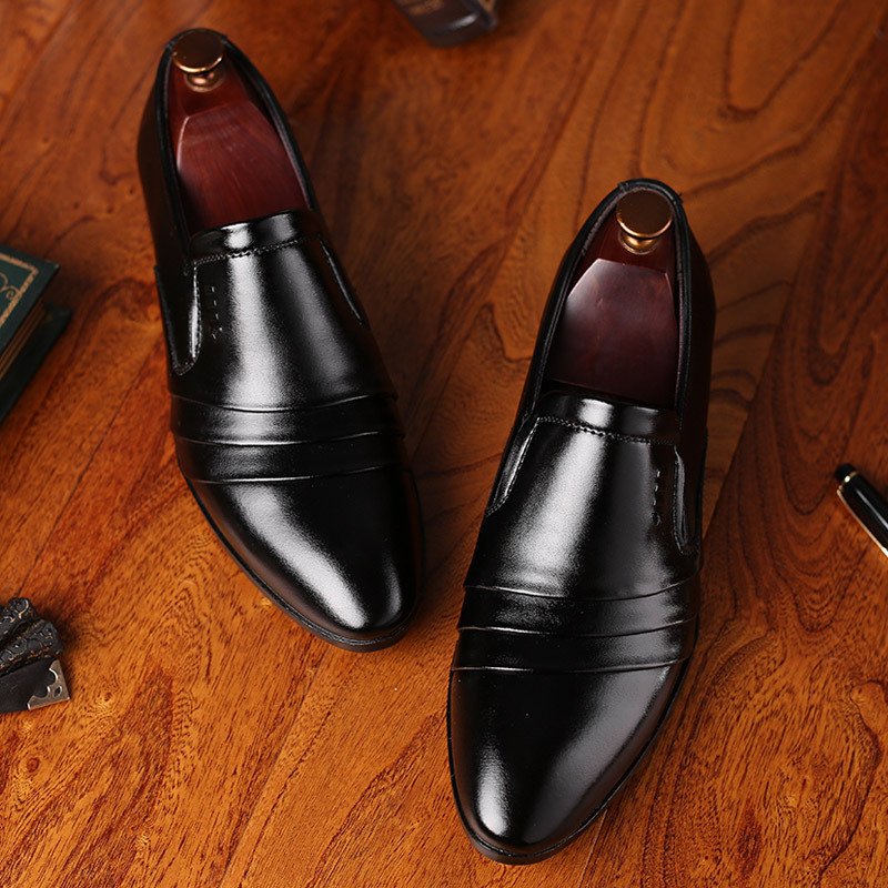 Mens Formal Business Leather Shoes Pointed Toe Slip-on Style - Image 4