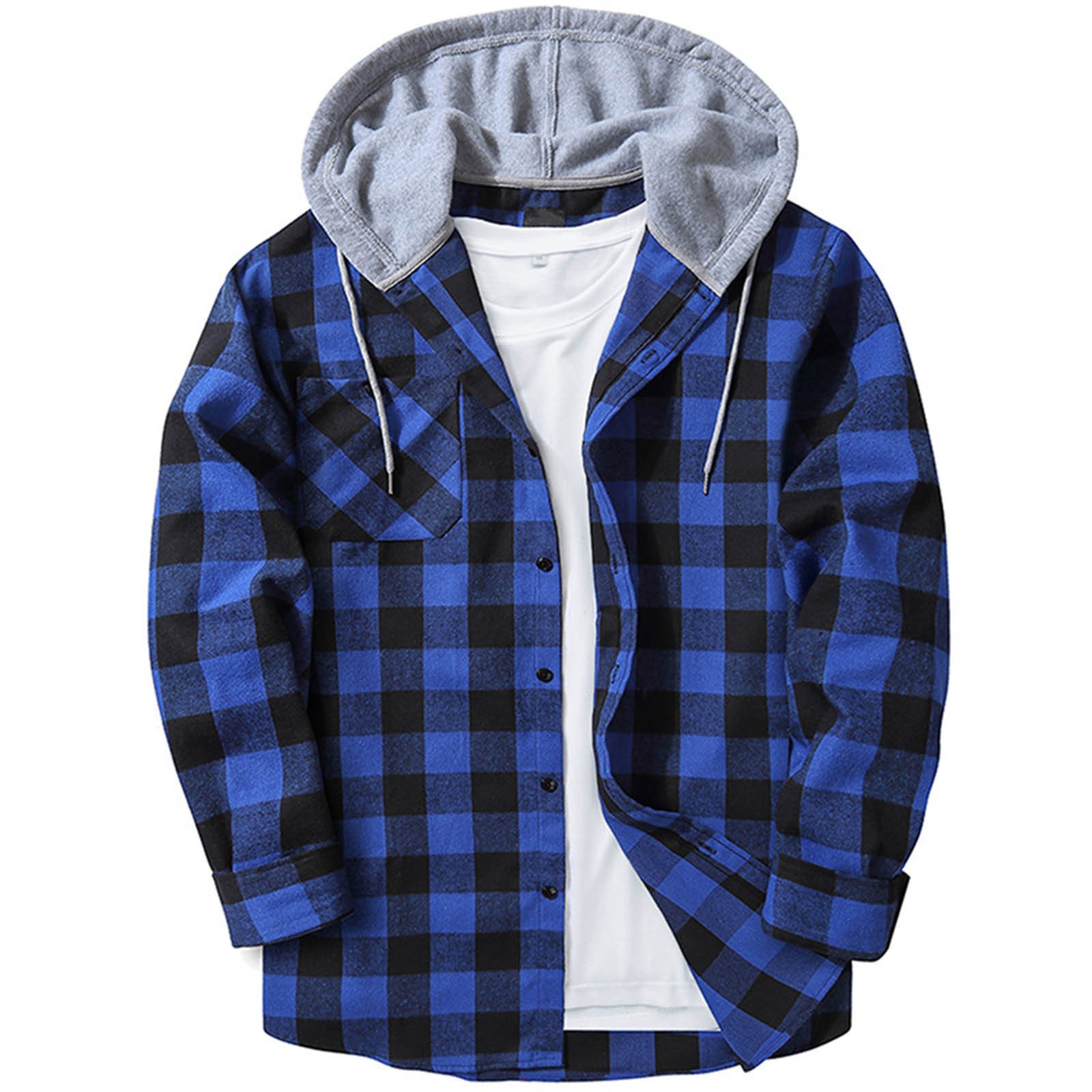Hooded Plaid Shirt Men's Casual - Image 8