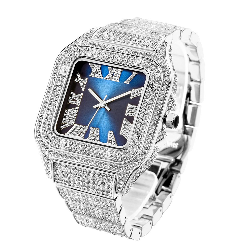 Fashion Hip Hop Diamond Full Diamond Square Men's Watch - Image 6