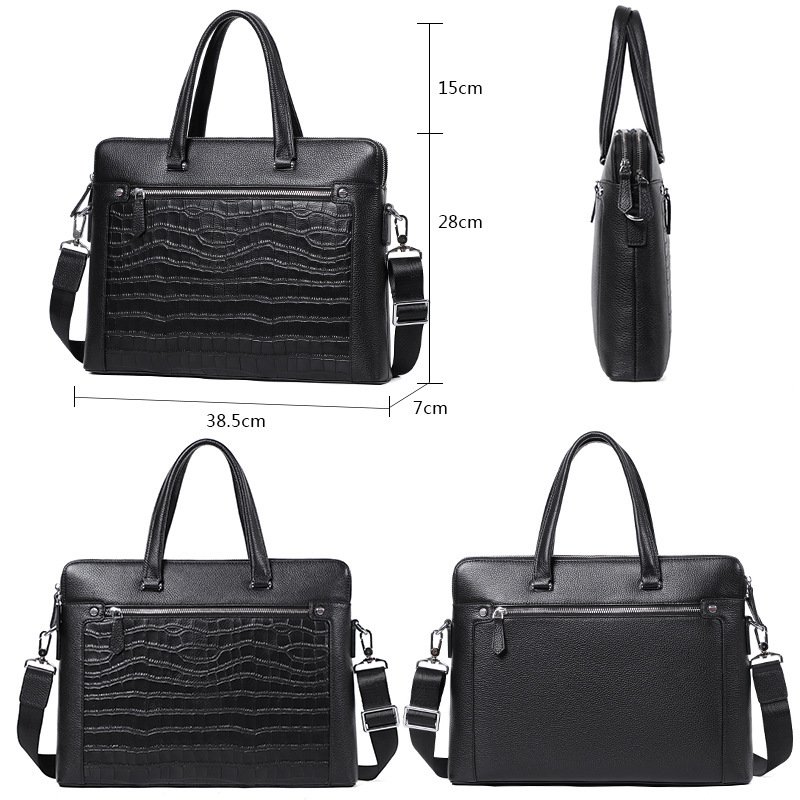 Double Zipper Compartment Briefcase For Men - Image 5