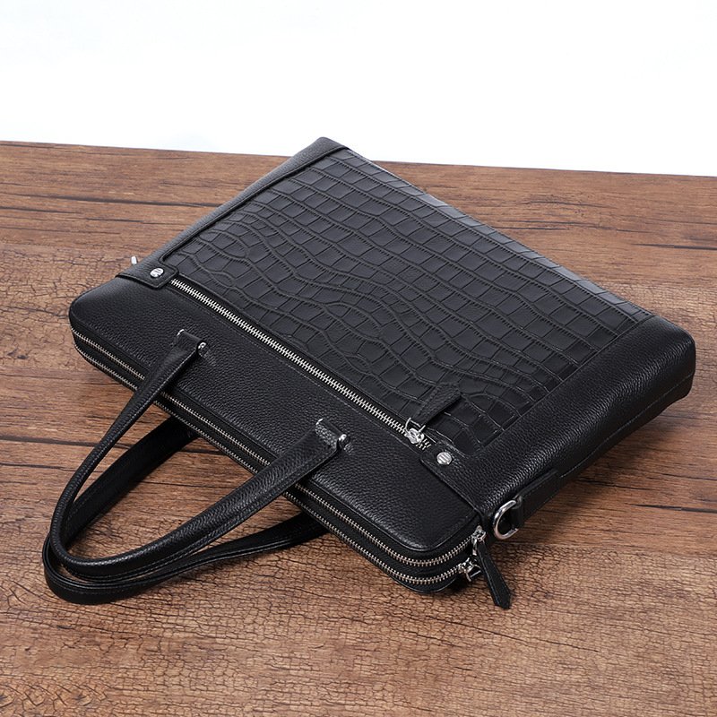 Double Zipper Compartment Briefcase For Men - Image 3